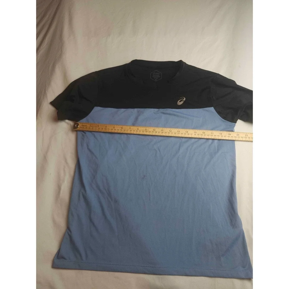 ASICS T-Shirt Mens M Blue Black Performance Tee Sportswear Athleisure Gym Run